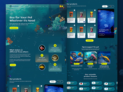 🐟 Fish food sell landing page attractiveui design ecommece design fish food gradient illustration landing landing page pollution sea trending trending landing page trending ui ui ui design uiux waste fishes water web websitedesign