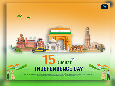 Happy Independence day 15th August banner branding graphic design illustration illustrator photoshop post so socialmedia vector