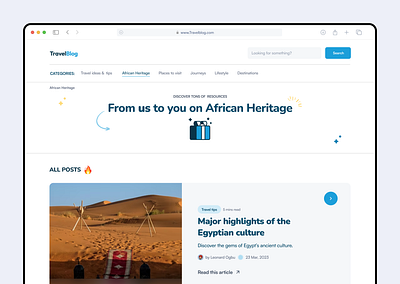Blog UI blog branding clean design figma landing page travel ui