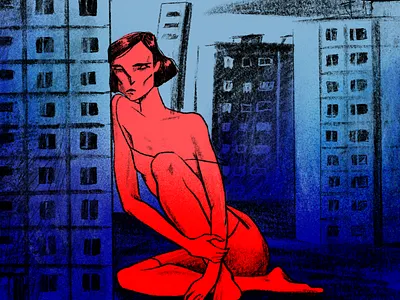 Desolation artofukraine buildings character design city editorial feelings sad sittinggirl town ukraine