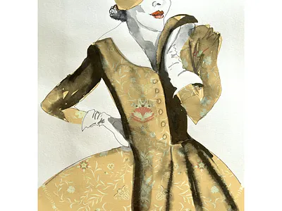 Soft Fabrics fashion illustration woman yellow