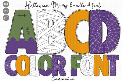 Halloween color font OTF ghost halloween halloween doodle alphabet halloween font illustration mummy pumpkin spider webs spooky zombie