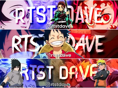 Anime Channel Covers anime branding channel art channel banner demon slayer digital art gaming graphic design header naruto one piece photoshop sasuke twitch ui youtube