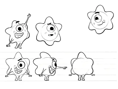 Element Character Design Sketches 2d animated animation cartoon character design cute design drawing hand drawn illustration sketch star sun