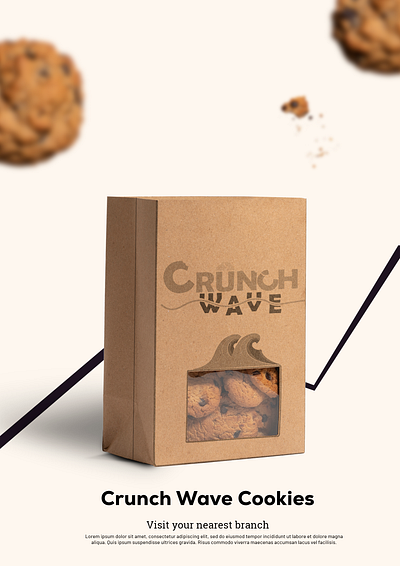 COOKIE LOGO: CRUNCH WAVE bakeshop cookie cookie logo cookie packaging mock up design illustrator logo mockup
