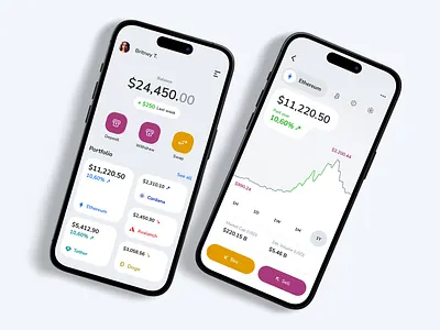 Crypto wallet app app blockchain concept crypto wallet design finance financial invest app investment investments mobile stock trading ui ux