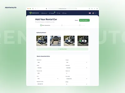 RentMyAuto - Car rental software book a ride booking app car car rental car renting car web design form design minimal rent rental rental service ui ux web web app web application web design