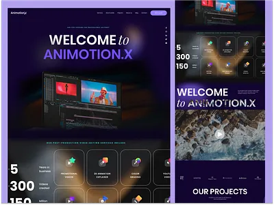 Animotion.X - Web Post Video Production 2d 3d animation clean ui color grading motion graphics production ui ui ux ui design uidesign video web web design website