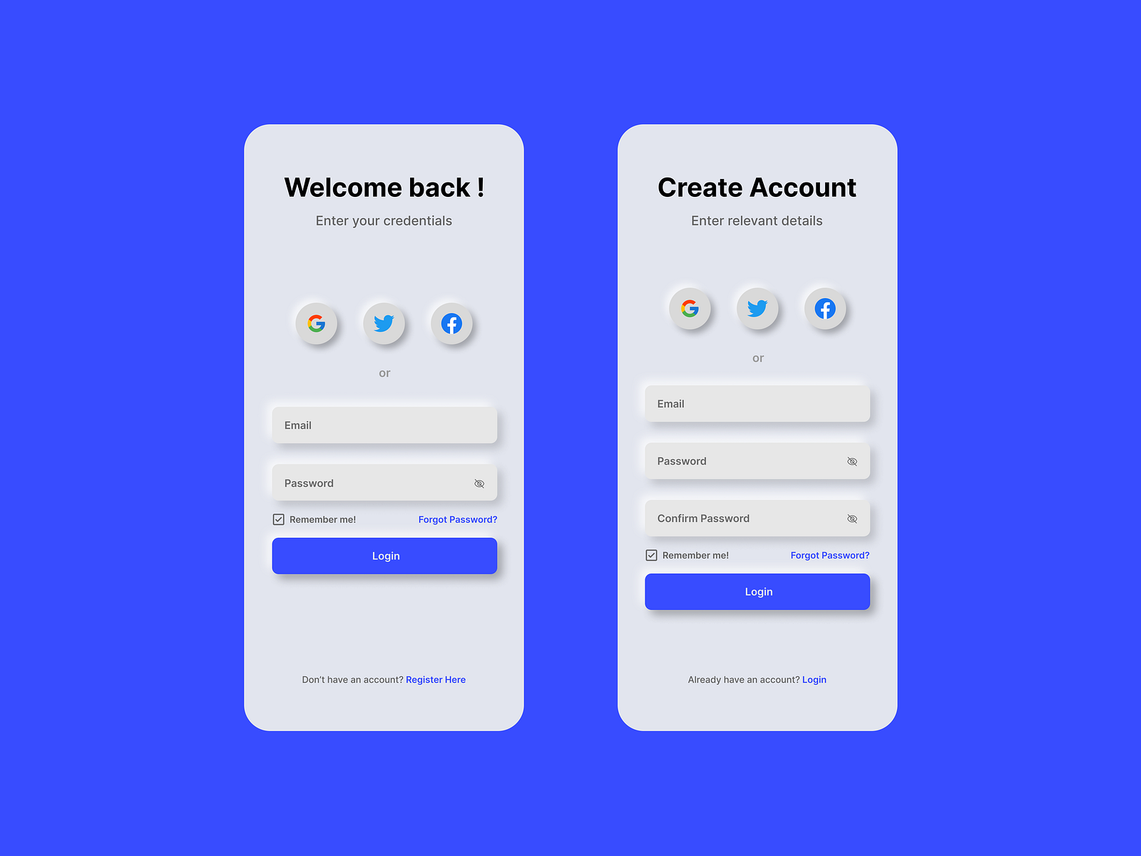 Neumorphic Login/Signup by Harsh Godara on Dribbble