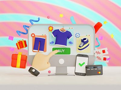 3D E-Commerce & Shopping 3d cool e commerce illustration shopping