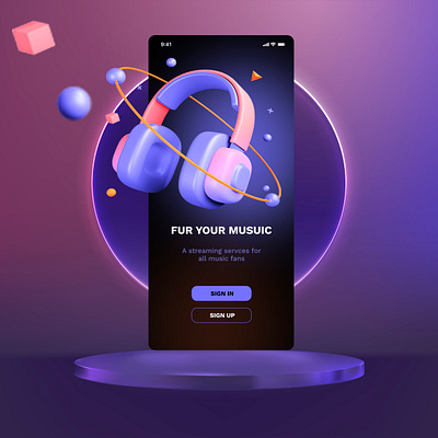 👋Mahboobeh-👋Podcast & Music App 3d graphic design ui
