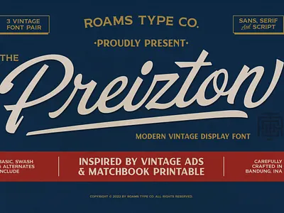Preizton badge design branding classic font decorative design ephemera font graphic design illustration letterform lettering logo logotype rerto font ui vintage design vintage font