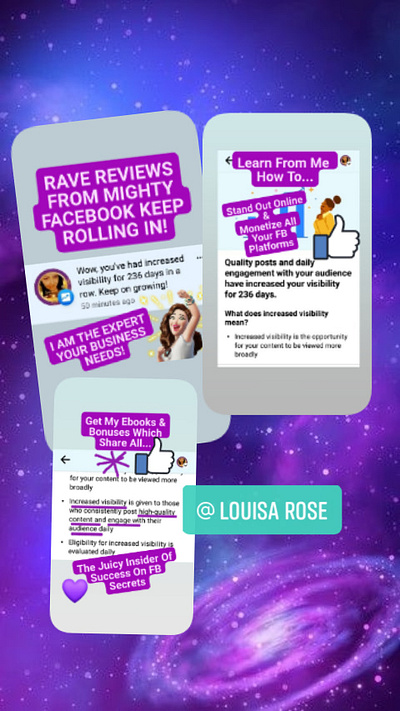 Louisa Rose Coach - Social Media Expert. Commended By FB branding creative content design facebook expert graphic design illustration logos profiles social media expert social media management