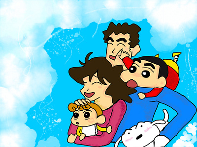"Shinchan's Playful Clan: A Colorful Family Portrait"