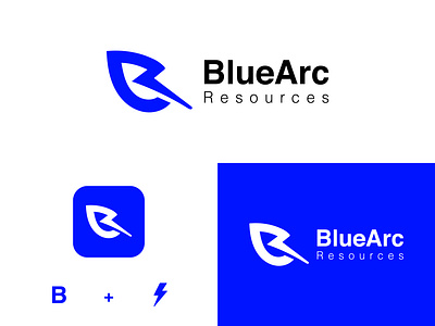 BlueArc Resources logo design abstract art b logo blue brand brand identity branding design electricity logo energy logo graphic design icon illustration illustrator logo logo design logotype minimal typography vector