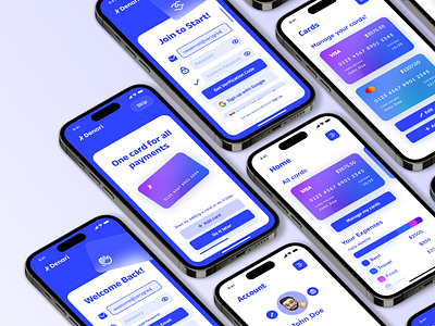 Denari - Credit Card Mobile App 3d animation app branding design designing glass graphic graphic design graphics illustration logo mobile mockup motion graphics sohan sohanck ui uiux ux