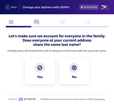 MYMOVE - Change of Address change of address product design site step form userflow usps