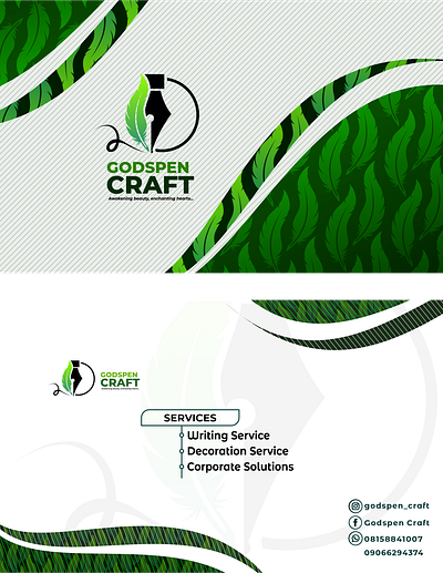 GODSPEN CRAFT WORK (Complementary Card) design graphic design logo