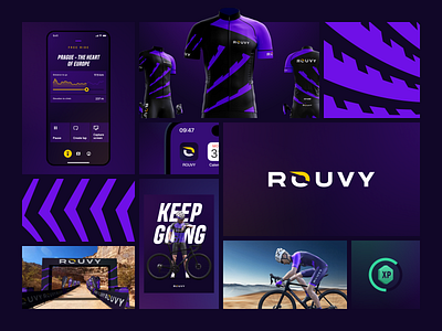 ROUVY Indoor Cycling Brand app bicycle bike brand clean cycling identity indoor cycling pattern purple riders rouvy sport