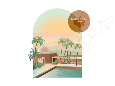 Illustration - Light of Rajasthan amanresort destination green hindu history hotel illustration illustrator india jaipur kingdom luxurious luxury palace prestige rajasthan resort storytelling travel travelling