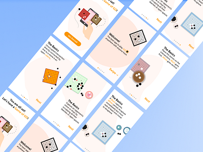 Game of GO - On boarding Screen Grabs adobe xd branding design design system figmadesign gameofgo icons illustration mindsports mobilegaming onboarding ui strategicthinking typography ui vector