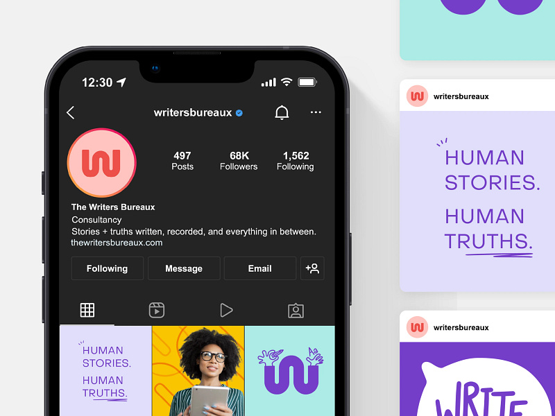 The Writers Bureaux Social boldworld brand brand design brand illustrations branding design identity illustrations logo logo design logotype purple red services social teal vector visual identity