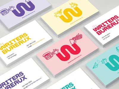 The Writers Bureaux Business Cards boldworld brand brand design brand illustration branding design identity illustration logo logo design logo illustration logotype marketing modern purple red services teal vector visual identity