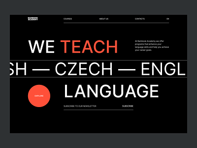 Bambook Academy Website 2023 black classic composition corporate cover design english grid interface landing language minimalistic modern online cource typography ui user friendly ux website