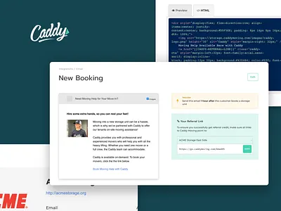 Caddy Storage Company Affiliate Portal bubble design low code ui ux