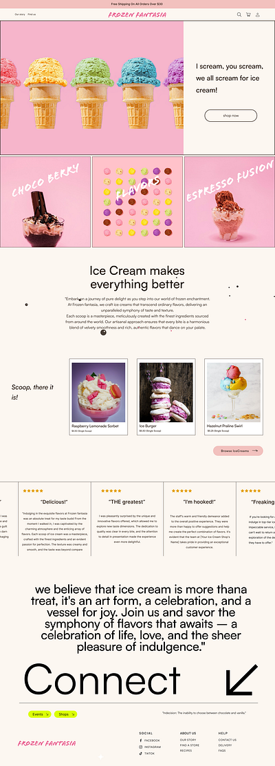 Frozen fantasia-Ice cream shop landing page design ui ux