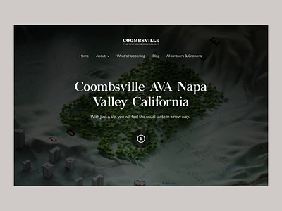 Coombsville Project, Landing page! 3d 3d map animation c4d desktop figma interaction interactive landing page logo map minimal motion ui ux web website wine