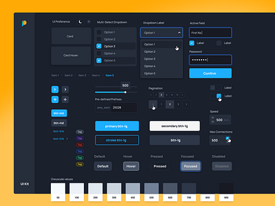 Dark mode UI Kit ui ux