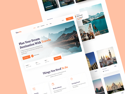 Travel Website Landing Page landing page design travel booking landing page travel booking website travel landing page travel website design ui design ui ux ux design web template web ui web ui template website mockup website ui