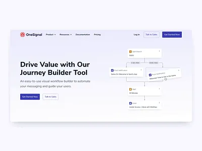 Journeys Hero Design Concept ab test animation automation journey message messaging onesignal ui variant