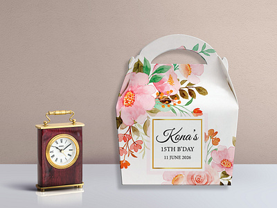 Floral Personalized Children’s Party Box Gift Bag (Part-1) birthday gift box box branding brithday box creative box design idea creative design flower design box party gift box gift box design graphic design party box party box design mokcup print design