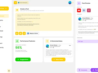 Social Media AI Dashboard app branding design graphic design illustration logo typography ui ux vector