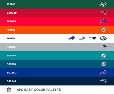 NFL Team Color Palette color color palette colors design figma football nfl ui design