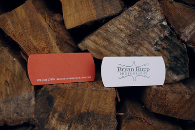 Bryan Rupp Photography Business Cards branding business card curves northwest orange rustic simple