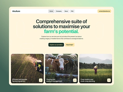 Akulture agriculture cultivate earthy farm green growing hero minimal modern plants ui design web design