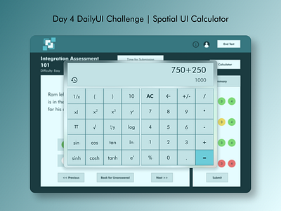 Day 4 - Spatial UI Calculator Design #DailyUI calculator dailyui exam spatial ui test ui