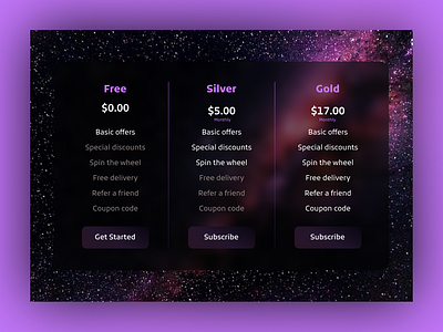 DailyUI 30: Pricing app dailyui dailyui030 dailyui30 design fee free gold premium silver subscribe ui ux website