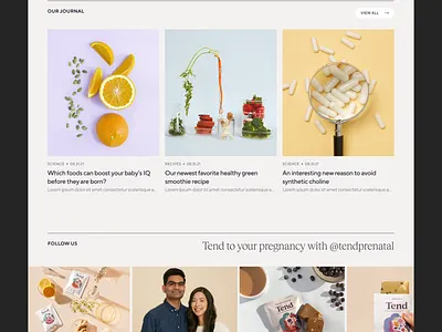 Tend Prenatal - Homepage baby carousel design ecomm ecommerce editorial food health healthy hero home homepage modern prenatal science shop type typographic ui