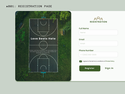 Love Beats Hate - Website | Daily UI Challenge #001 001 clean dailyui dailyui001 dailyuichallenge design figma figmadesign figmauidesign minimal registrationpage ui uidailychallenge uidesign ux uxdesign website