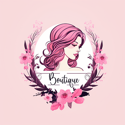 Pink Floral Boutique Logo Design app branding design graphic design illustration logo tutorial ui ux vector web design website website design