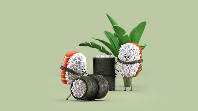 Sushi making sushi 3d animation art design graphic design illustration material motion graphics render
