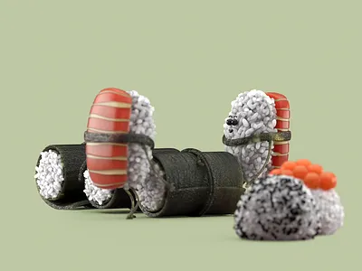 Sushi helping each other 3d animation art design graphic design illustration material motion graphics render