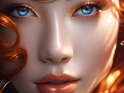 Ginger Beauty ai art arts artwork beautiful colourful design fantasy ginger hair hairstyle illustration makeup red hair woman