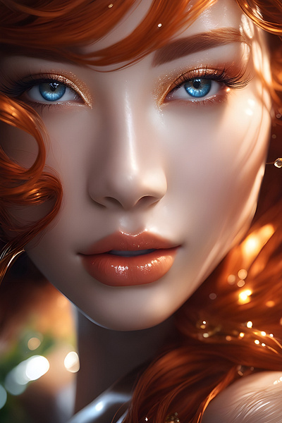 Ginger Beauty ai art arts artwork beautiful colourful design fantasy ginger hair hairstyle illustration makeup red hair woman