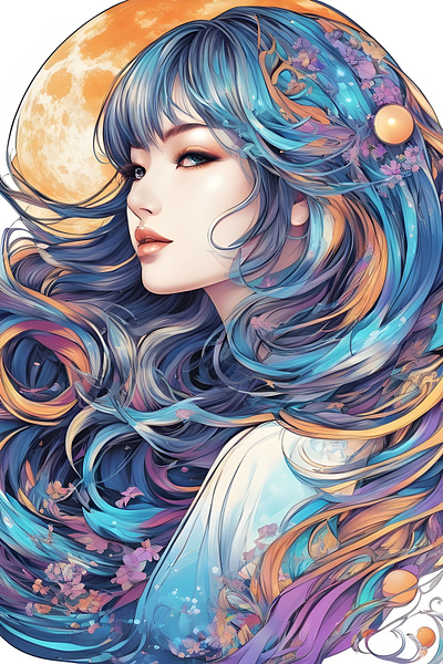 Retro Anime Girl ai art anime artwork beautiful design fantasy girl illustration retro t shirt vector art woman