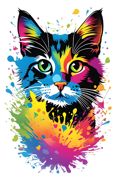 Colourful Kitten ai art animal artwork cat design fantasy graphic design illustration kitten t shirt design